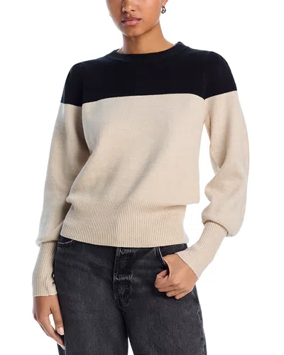 French Connection Babysoft Color Blocked Sweater In 01-black-oatmeal