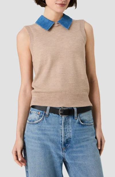 French Connection Babysoft Denim Collar Knit Vest In Pink