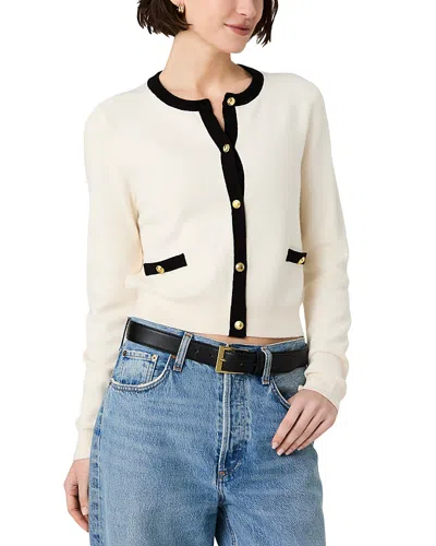 French Connection Babysoft Long Sleeve Contrast Cardigan Sweater In White