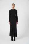 French Connection Long Sleeve Rib Maxi Sweater Dress In Black