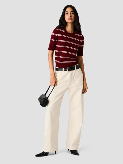 French Connection Babysoft Margo Short Sleeve Sweater In Burgundy