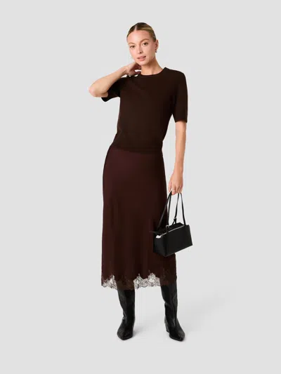 French Connection Babysoft Margo Short Sleeve Sweater In Burgundy/cream