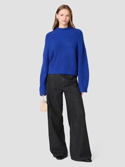 French Connection Babysoft Mockneck Rib Pullover Sweater In Brisk Blue