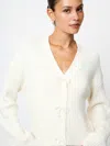 French Connection Embellished Baby Soft Knit Cardigan Sweater In White