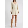 French Connection Babysoft Rib Button Front Long Sleeve Sweater Dress In Classic Cream