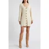 French Connection Babysoft Rib Button Front Long Sleeve Sweater Dress In Classic Cream