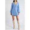 French Connection Babysoft Rib Button Front Long Sleeve Sweater Dress In Dusted Blue
