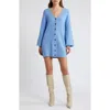 French Connection Babysoft Rib Button Front Long Sleeve Sweater Dress In Dusted Blue