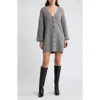 French Connection Babysoft Rib Button Front Long Sleeve Sweater Dress In Medium Grey Melange