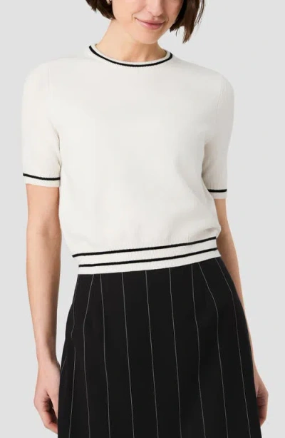 French Connection Babysoft Rib Stripe Short Sleeve Sweater In White
