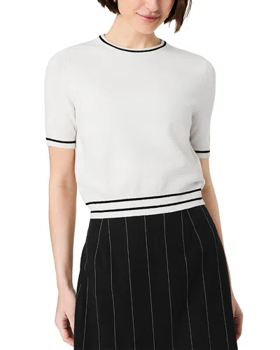 French Connection Babysoft Short Sleeve Rib Stripe Top In White