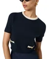 French Connection Babysoft Short Sleeve Sweater In Blue