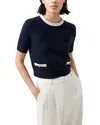 French Connection Babysoft Short Sleeve Sweater In Marine
