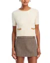 French Connection Babysoft Short Sleeve Sweater In Neutral