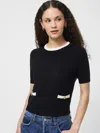 French Connection Babysoft Short Sleeve Sweater In Black