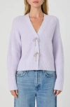 French Connection Babysoft Sparkly Bow Embellished Cardigan In Lavender