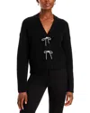 French Connection Babysoft Sparkly Bow Embellished Cardigan In Black