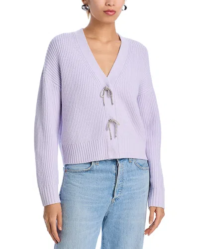French Connection Babysoft Sparkly Bow Embellished Cardigan In Purple