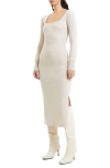 FRENCH CONNECTION BABYSOFT SQUARE NECK LONG SLEEVE MIDI DRESS