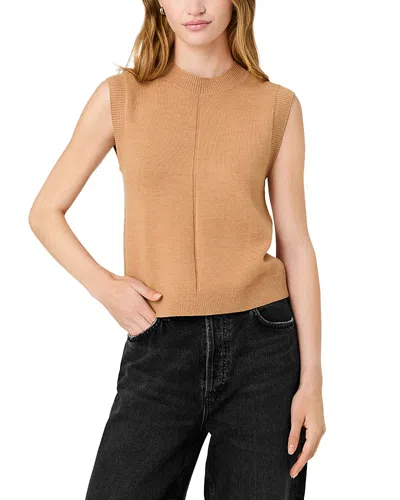 French Connection Babysoft Vertical Tick Crew Neck Sleeveless Top In Oatmeal Melange