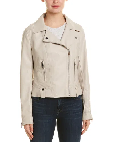 French Connection Back Zip Moto Jacket In Neutral