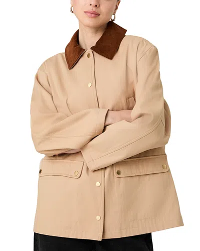 French Connection Barn Contrast Collar Jacket In Brown