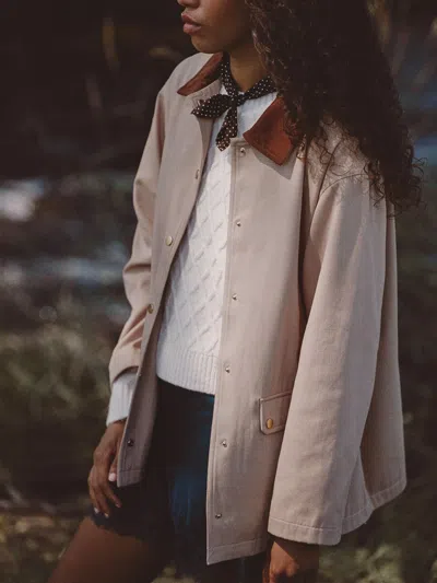 French Connection Barn Jacket With Corduroy Collar In Neutral