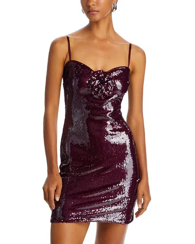 French Connection Beatrice Sequin Mini Dress In Burgundy Red