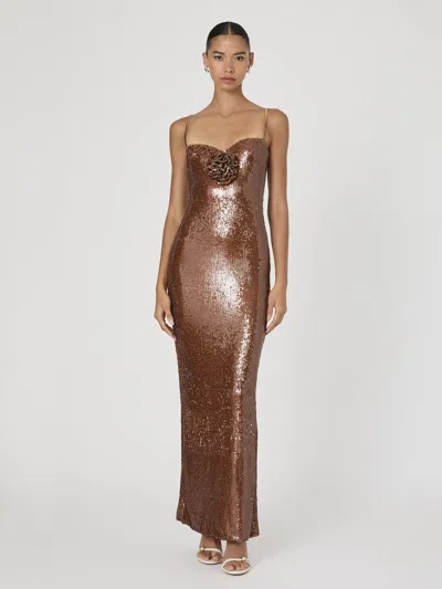 French Connection Beatrice Sequin Strappy Corsage Maxi Dress  Dresses In Brown