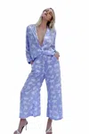 French Connection Belia Drape Pants In Belia Blue In Multi