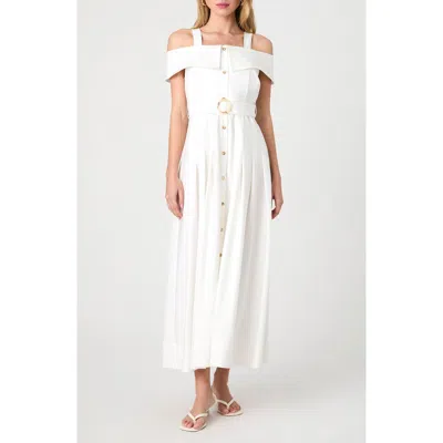 French Connection Belted Cold Shoulder Maxi Dress In White
