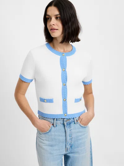 French Connection Bennet Rib Knit Short-sleeve Sweater In White