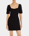 French Connection Puff Sleeve Berina Dress In Black In Black