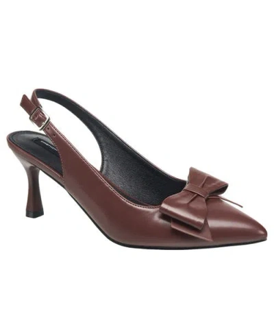 French Connection Bianca Oversized Bow Kitten Heel In Brown