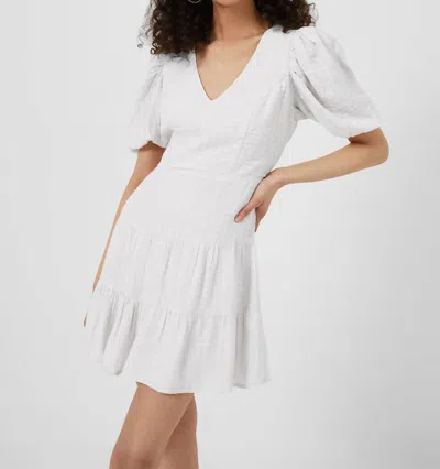 French Connection Birch Gingham Tiered Dress In Summer White In Multi
