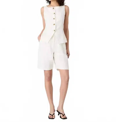 French Connection Birdie Linen Bermuda Shorts In Summer White In Neutral