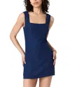 French Connection Birdie Linen Blend Square Neck Dress In Blue
