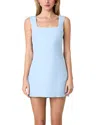 French Connection Birdie Linen Blend Square Neck Dress In Cashmere Blue
