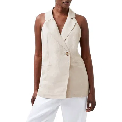 French Connection Birdie Linen Blend Waistcoat In Neutral