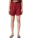 French Connection Womens Birdie Crewneck Sleeveless Top High Rise Walking Shorts In Red