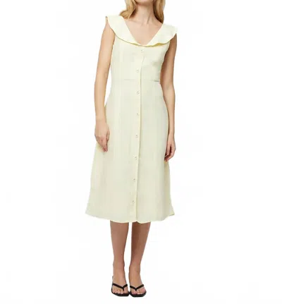 FRENCH CONNECTION BIRDIE LINEN MIDI DRESS IN BUTTER YELLOW