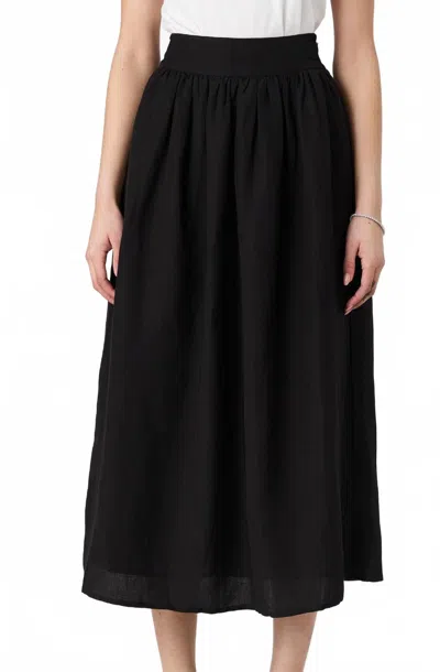 French Connection Birdie Linen Midi Skirt In Black