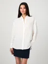 French Connection Birdie Oversize Linen Blend Button-up Shirt In White