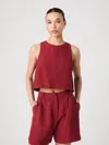 French Connection Birdie Sleeveless Trapeze Top In Red