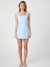 French Connection Birdie Linen Blend Square Neck Dress In Blue