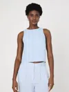French Connection Birdie Linen Swing Top In Blue In Blue