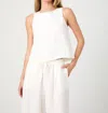 French Connection Birdie Tie Back Cutout Linen Blend Tank In White