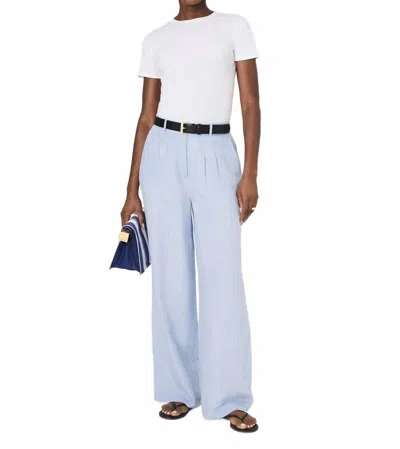 French Connection Birdie Linen Trouser In Blue In White