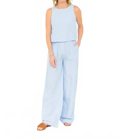 French Connection Birdie Linen Trousers In Blue