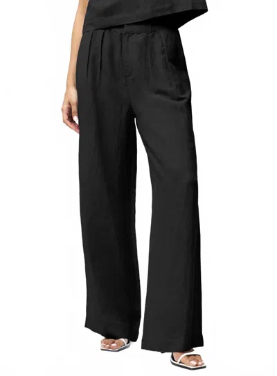 French Connection Birdie Linen Trousers Pants In Black In Blue